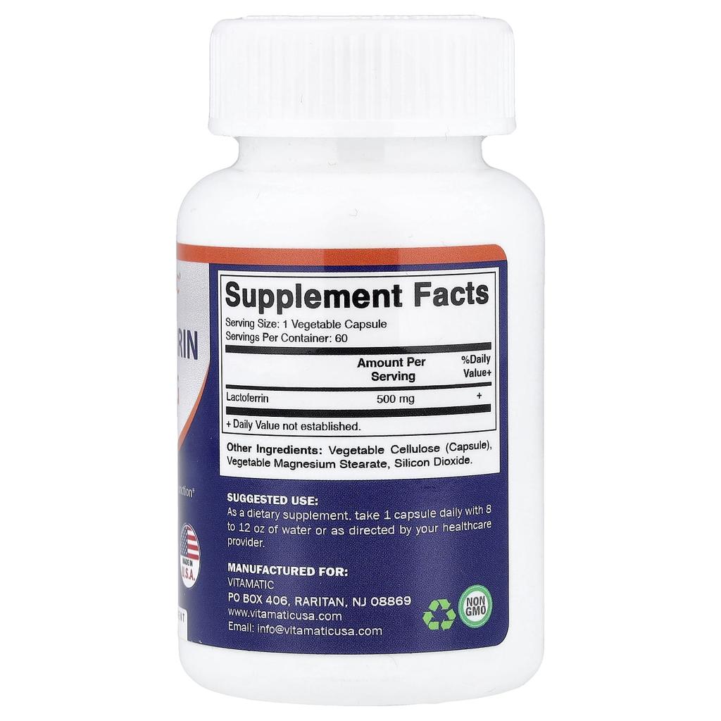 Vitamatic Lactoferrin, 500 Mg, 60 Veggie Capsules