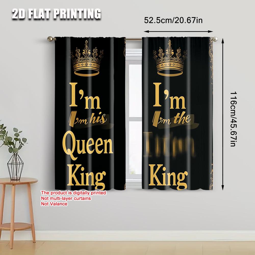 2 st Minimalistiska Gardiner 2D-tryck Kung och Drottning Tryckta 100% Polyester (utan spö) Dekorationer för hemmet Perfekt för sovrummet