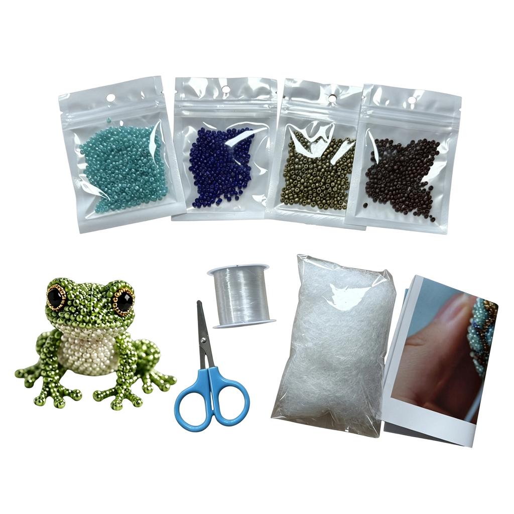DIY Tier-Perlen Bastelset mit verschiedenen Perlen, Anleitung, Schere, Faden und Füllmaterial für handgefertigten Perlen-Schmuck und Kunstprojekte