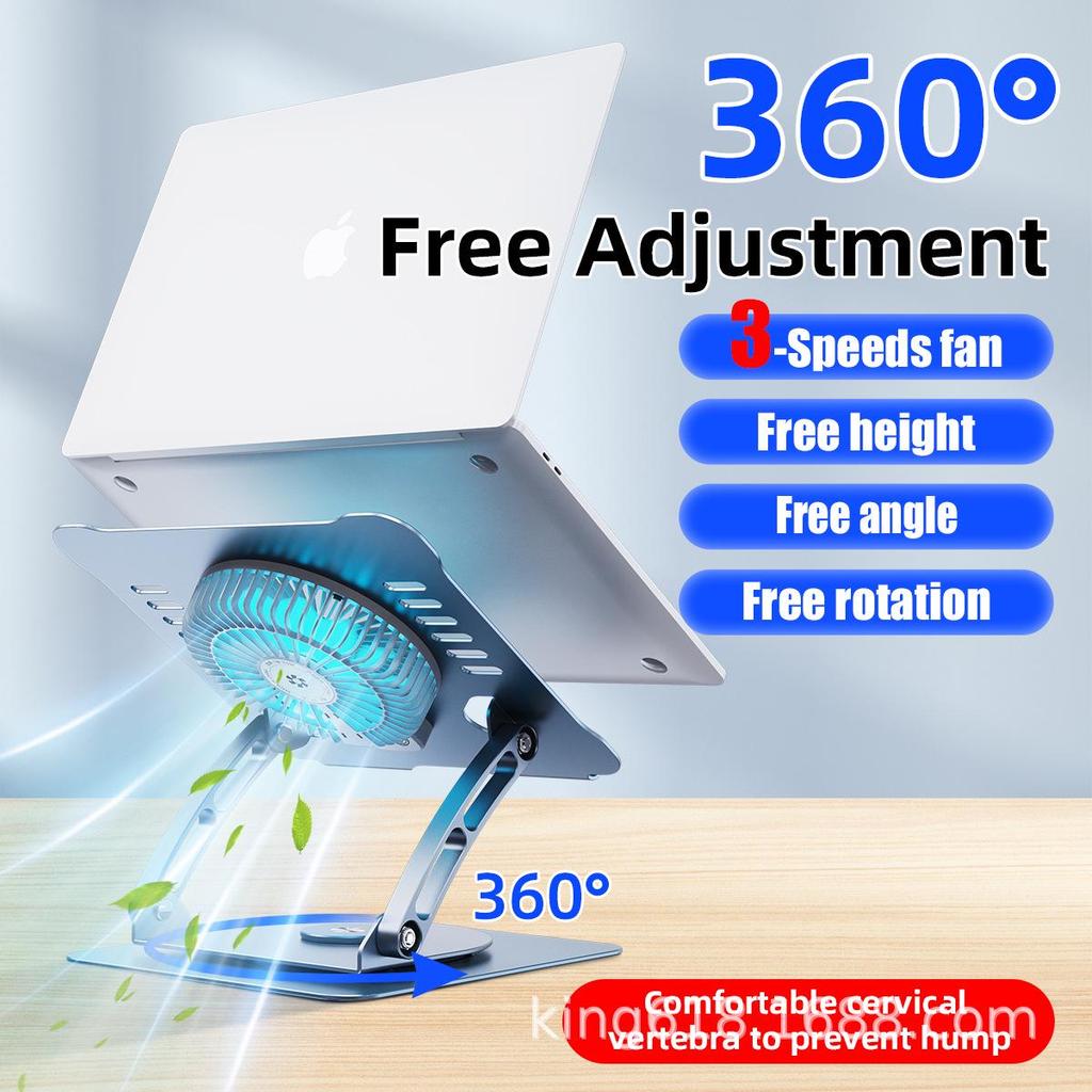 Aluminum Laptop Riser with Dual Fan Cooling