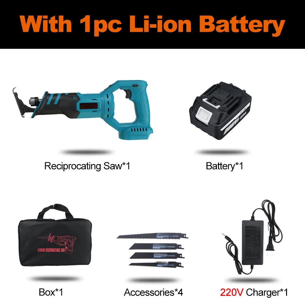 

Беспроводная сабельная пила 2400 Вт, бесщеточная электрическая пила с аккумулятором, инструмент для резки металла и дерева 1*Battery