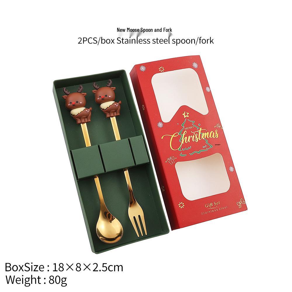 Christmas Tree Spoon & Fork Set – Santa Claus Holiday Gift
