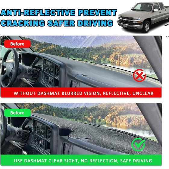 POSAID Dash Cover For 1999-2006 Chevrolet Chevy Silverado GMC Sierra, Dashboard Cover Mat For 2000-2006 Chevy Avalanche Tahoe Suburban GMC Yukon