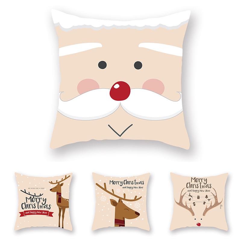 Santa Claus Car Pillowcase Home Elk Merry Christmas Cushion Cover New Year Decoration Natal Navidad Ornaments