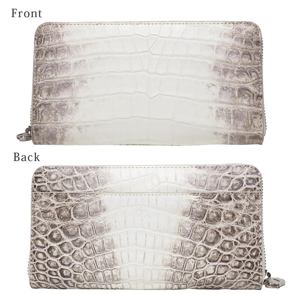 Himalaya-Krokodil Lange Geldbörse für Damen und Herren, aus einem einzigen Stück echtem Krokodilleder gefertigt, mit Rundum-Reißverschluss, Münzfach, Karten