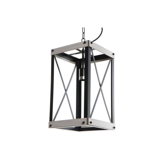Suspension - Métal Noir Et Marron - 50W - 25x25x43 Cm - Design Alpin