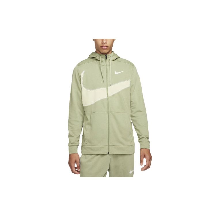 Nike Dri-FIT Logo Letter Print Color Block Long Sleeve Hoodie Men hoodie Green FB8575-386 L