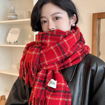 Écharpe Xin Bang Bang pour femme, châle chaud à carreaux, style vintage, épais, pour l'hiver