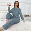Autumn Winter Pajama Set for Women's Velvet Warm Casual Thick Tops and Long Trousers Set Home Wear Sleepwear Loungewear