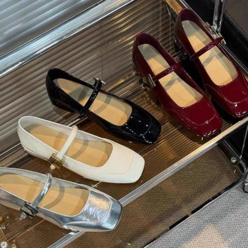 Mary Jane Shoes for Women New Fashion Medium Heeled Women Single Shoes Soft and Comfortable Red Ballet Shoes