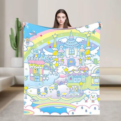 Tamagotchis Rainbow Clouds Blankets Coral Fleece Plush Lightweight Throw Blankets for Car Sofa Couch Bed Rug