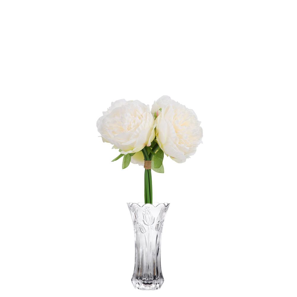 Artificial Flower Peony Fake Peony Artificial Peony Silk Peony Wedding Bouquet(White)