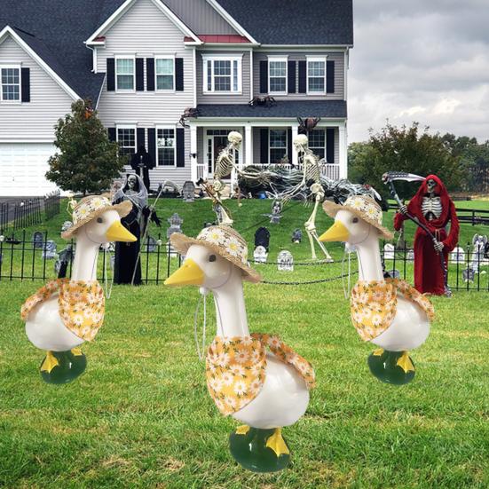 Pastoral Style Goose Bonnet Hat Triangle Scarf Flower Pattern Bright Color Porch Goose Costume Farmhouse Photo Prop