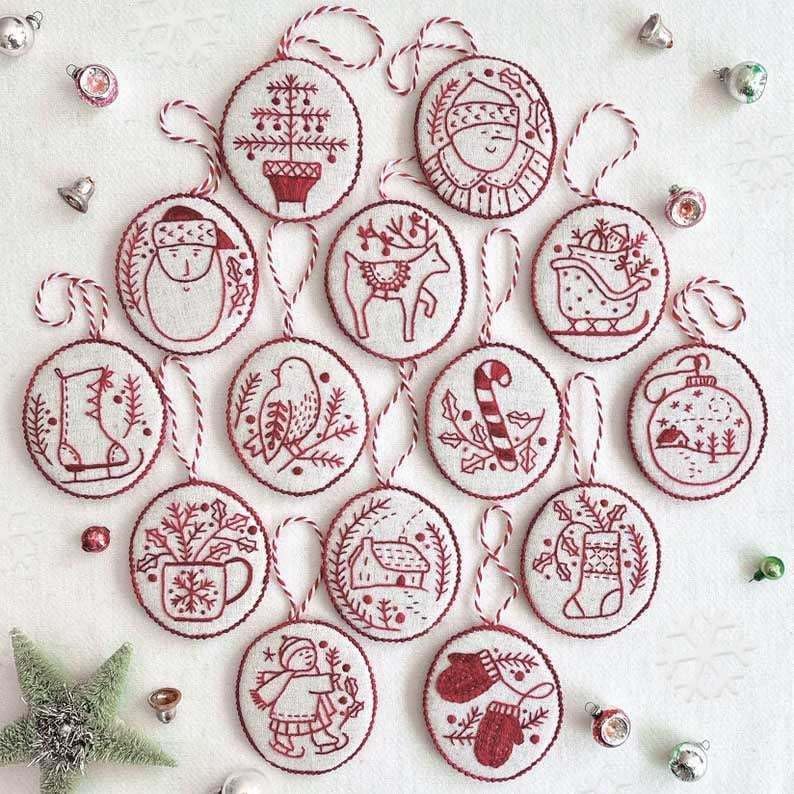 Hand Needlepoint Embroidery Christmas Ornaments Kits for Beginners, Complete Needlepoint Starter Set with Easy & Instructions