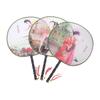 Round Hand Fan Chinese Style Vintage Printing Silk Fan Wedding Dance Accessory
