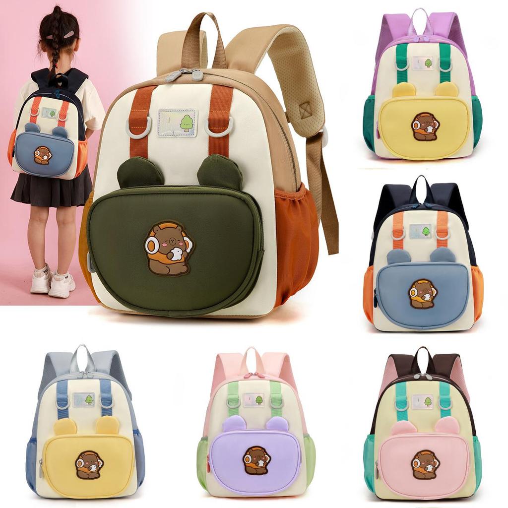 Capybara Kids School Backpack With Nylon Material And Curved Shoulder Straps For Preschool Children