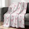 Pink Bow Print Flannel Blanket Soft Throw Blanket Decorative Bedspread Cozy Fleece Blanket Gift Blanket for Home Decor