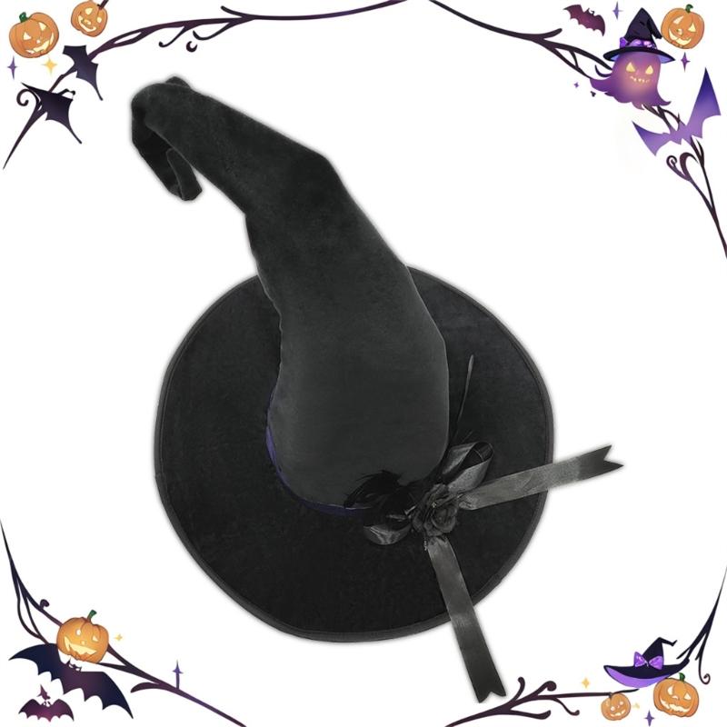 Witch Hat For Halloween Costume Party With Soft Lining Practical Nonwoven Fabric Cosplay Accessories For Kids Adults