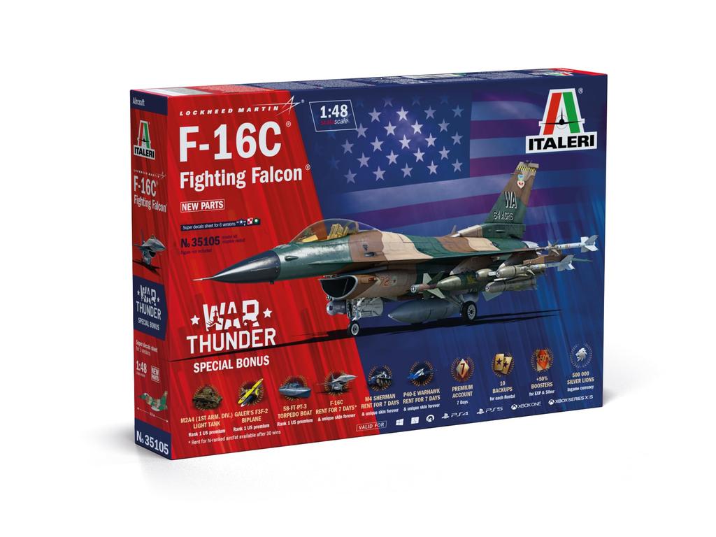 Italeri 1/48 War Thunder F-16C Fighting Falcon Plastic Model Kit IT35105 (Airplane)