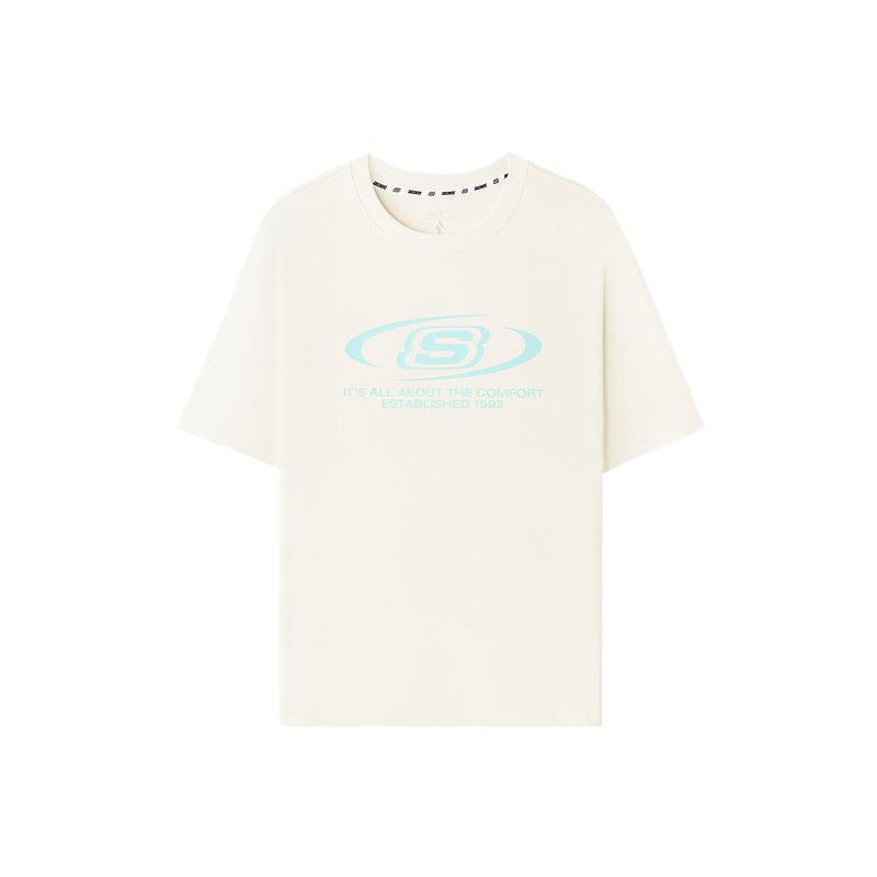 Skechers Round Neck Short Sleeve Solid Color Simple T-Shirt Unisex tops L226U064-0074 S