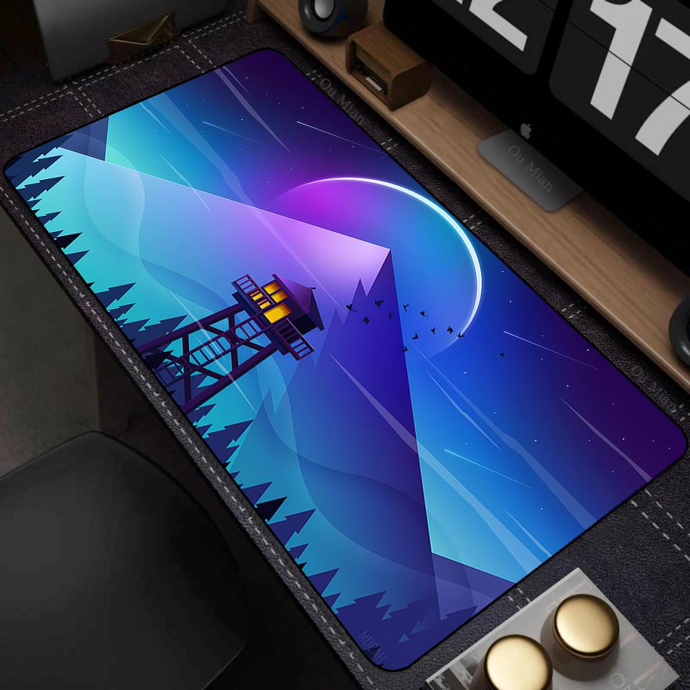 XXL Gummi Tiefwald Großes Mauspade Firewatch Mauspade Gamer Rutschfeste Kunst Schreibtischmatte Computer Laptop Pads 90x40cm Tastaturmatten