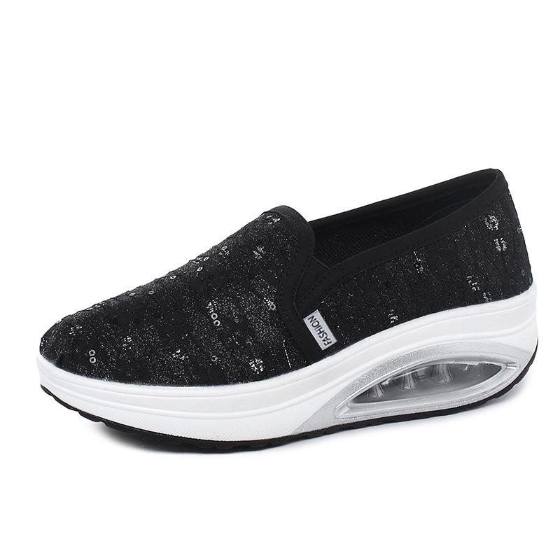 Rocking shoes women's summer new fly-woven mesh breathable casual mother shoes one-pedal platform women's shoes