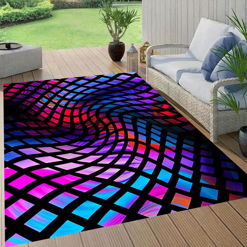 1pc Distorted Lines Print, Design Area Rug - Soft, Anti-Slip, and Durable Gaming Room Decor for Bedroom, Living Room
