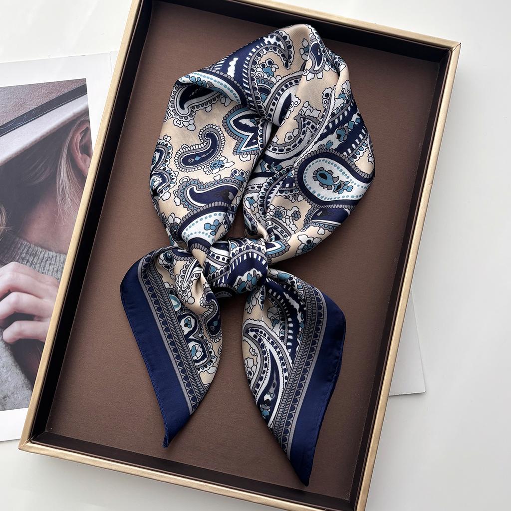 Women New Silk Feeling Square Scarf Shawl Design Paisley Neck Scarves Wrap Head Kerchief Hair Band Lady Bandana Ties