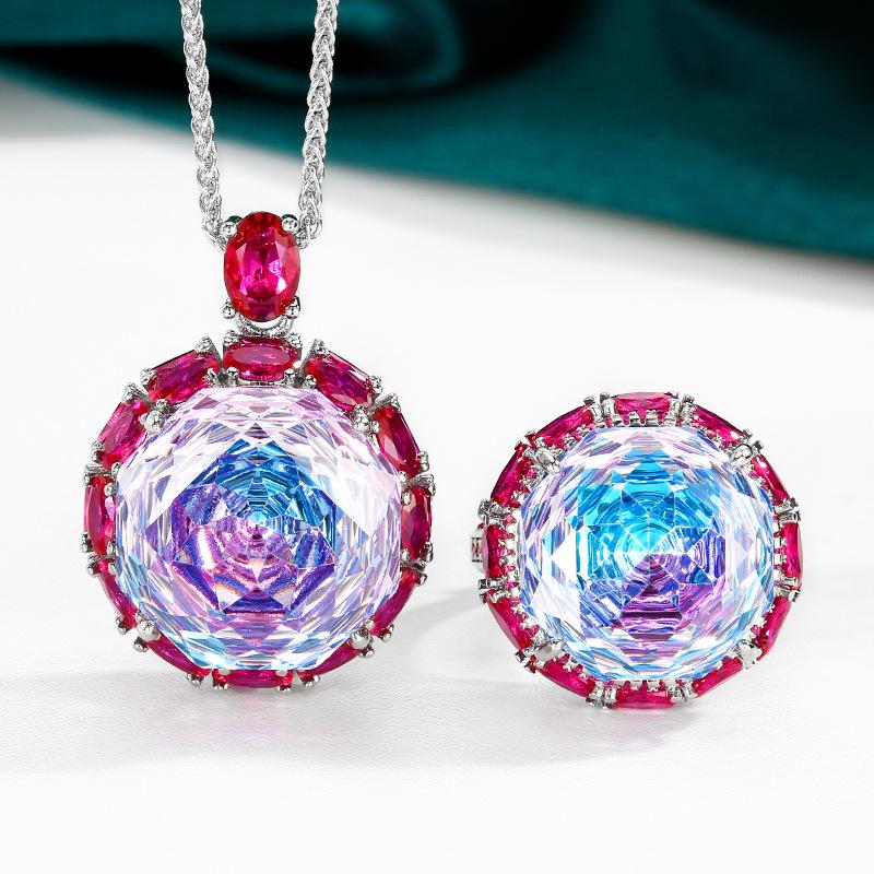 Schmuck Kupferboden Vergoldet Rosenschliff Trocken Farbverlauf Farbwechsel Leichter Luxus Anzug Heldinnenstein 18-16