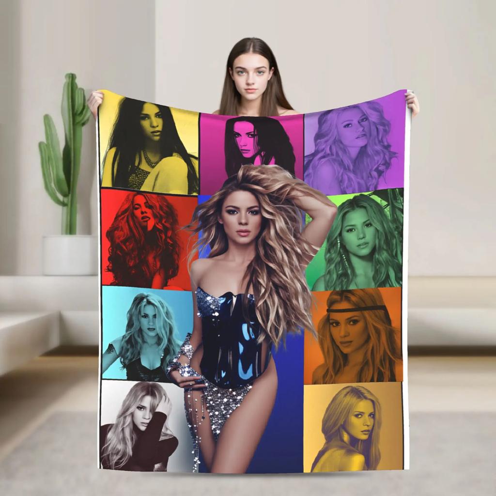 Warm Blanket Decorative Shakira Throw Blanket Singer Pop Flannel Bedspread For Living Room Street Trend Sofa Bed Cover