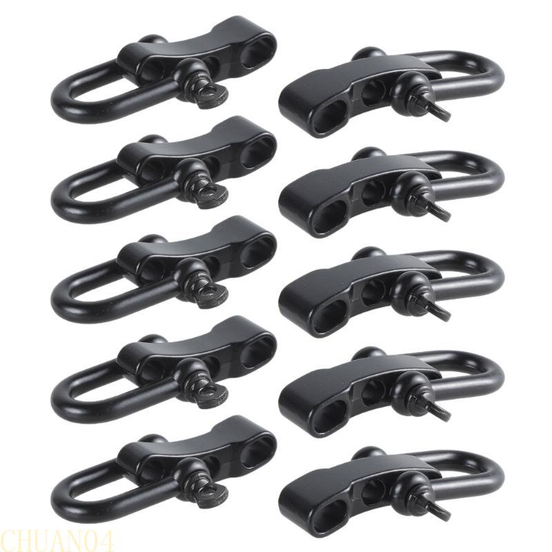 A1A2 10 Pcs Metal Adjustable U Shackle Emergency Umbrella Rope Buckle Survival Paracord Bracelet Buckle