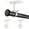 2 pezzi Staffe per Asta Tenda da Soffitto Senza Fori, Portastecche Autoadesivi per Tende per Carichi Pesanti, Ganci per Tende Regolabili per Aste con Diametro 3,05 cm