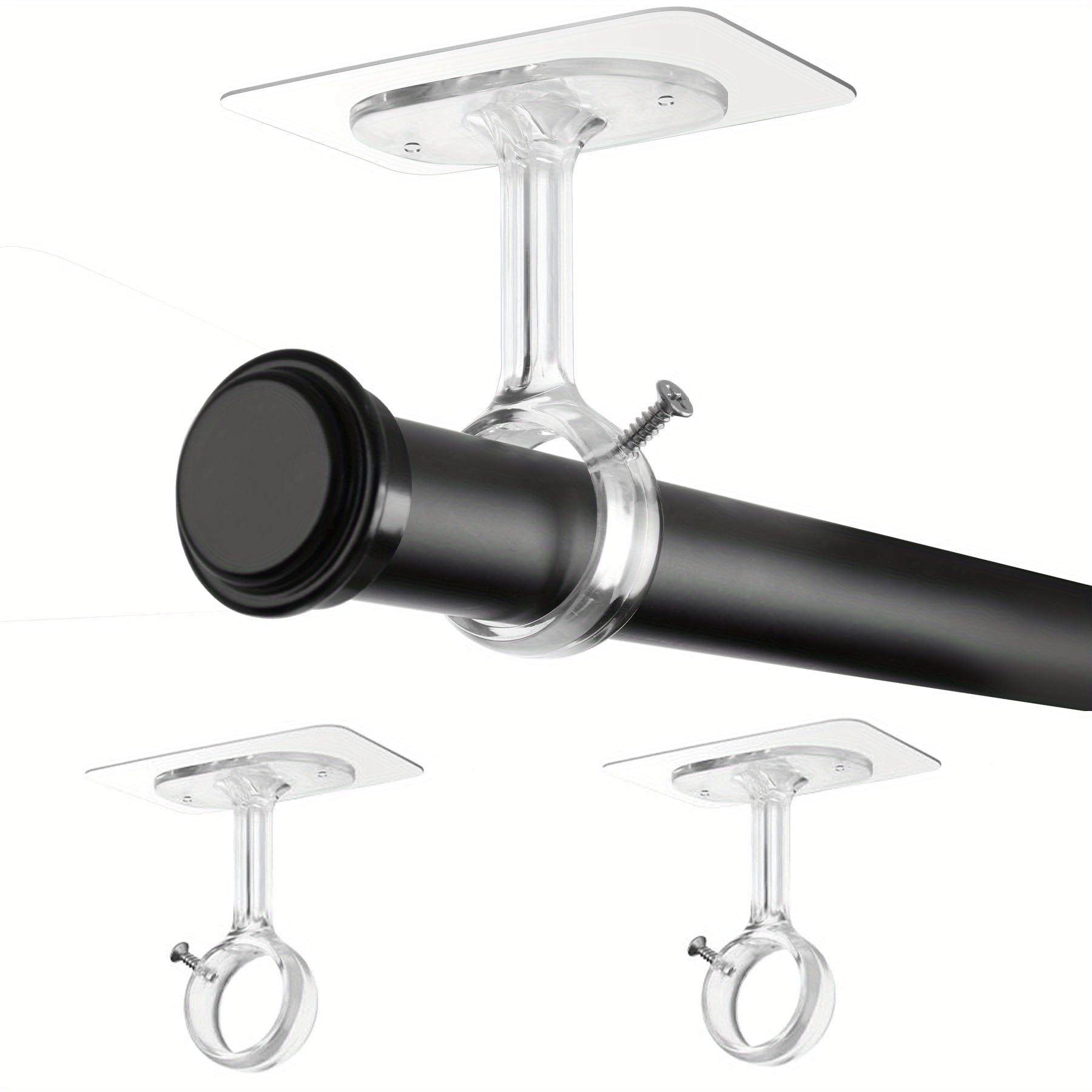 

2 шт. Кронштейны для карниза потолочного крепления без сверления, Сверхпрочные самоклеящиеся держатели для карниза, Регулируемые крючки для штор для подвешивания шестов диаметром 3,05 см 2pcs прозрачный