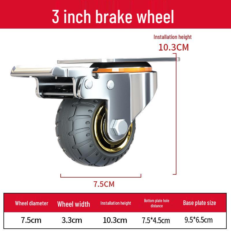 3-Inch Heavy Duty Swivel Wheel Hand Truck with Brake and Silent Rubber Casters