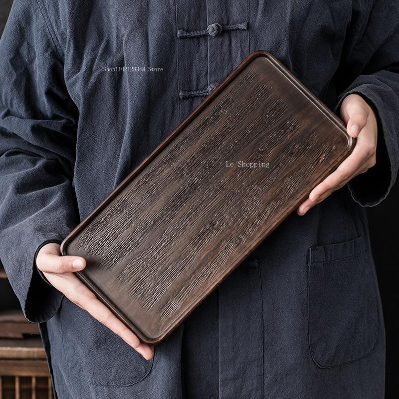 Tea Art Tools Sandalwood Pot Bearing Japanese Black Whole Wood Solid Wood Dry Brewing Table Small Tea Table/pot Holder/pad/plate