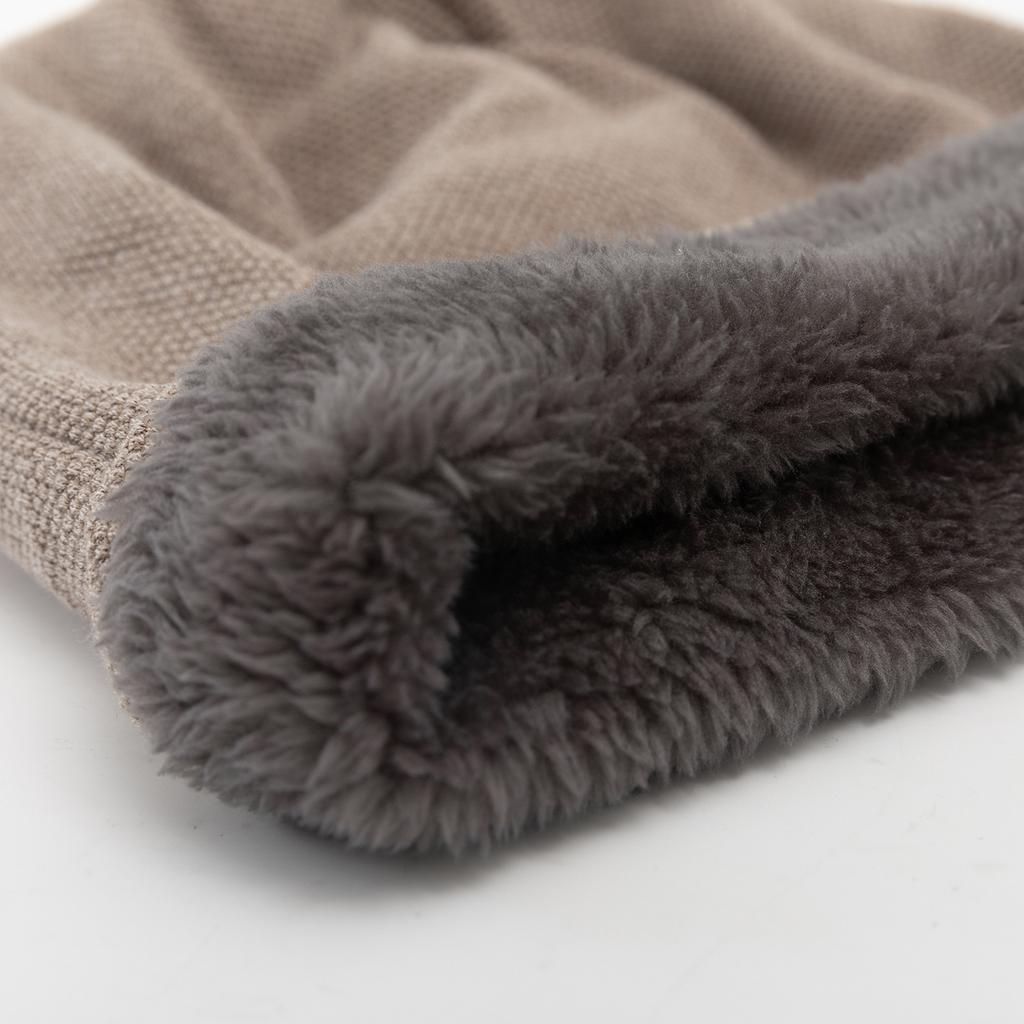 Autumn/Winter Beanie Hat Casual Fleece-Lined Thermal Solid-Colour Loose-Fit Knitted Hat for Men and Women