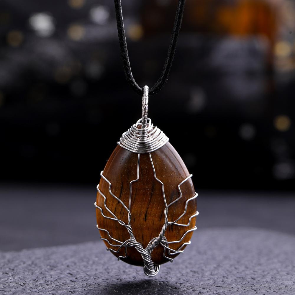 Waterdrop Life Tree Keychain Handmade Wire Wrapped Keychain Personalized Jewelry for Men Couple Family Keychain Pendant