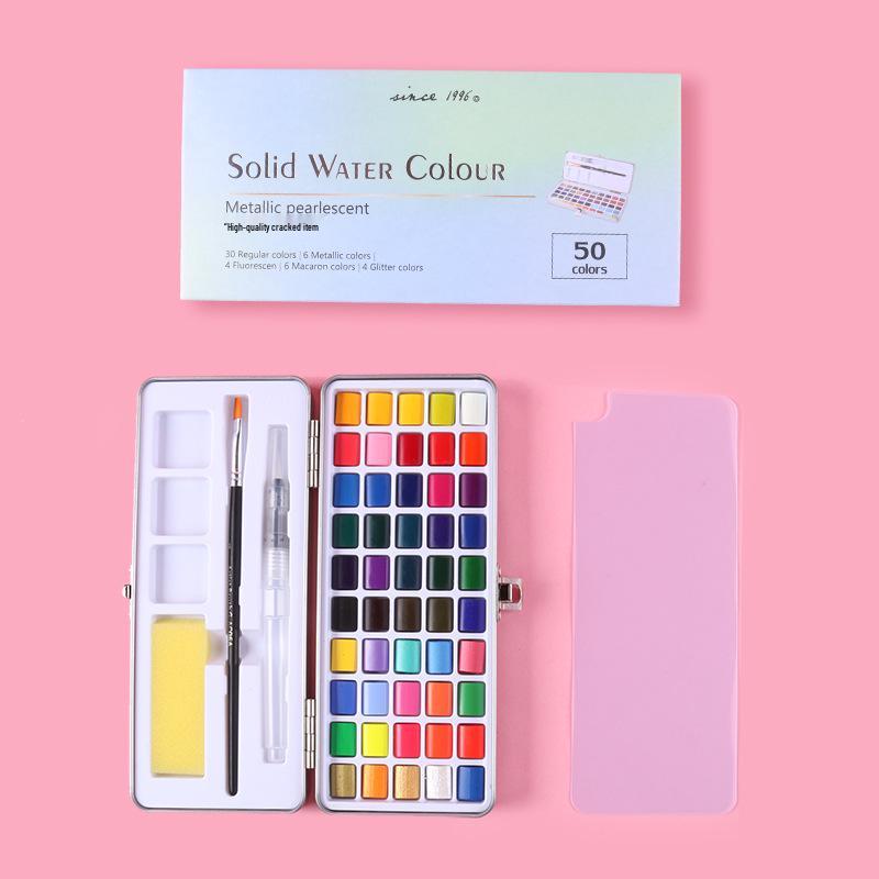 

Cross New Tin Box 100-Color Solid Watercolor Paint Set with Pearlescent Shades