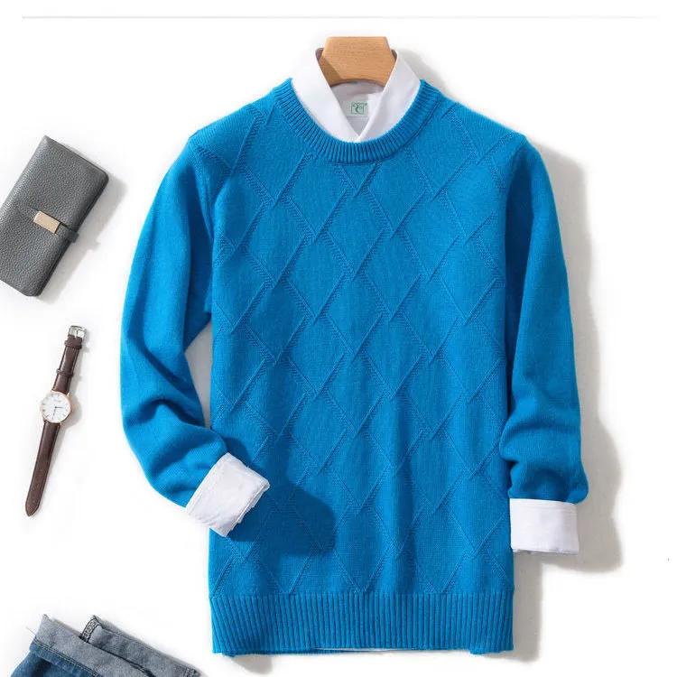 Men's Autumn and Winter Loose Knit Round Neck Base Sweater, Spring Business Casual Sweater