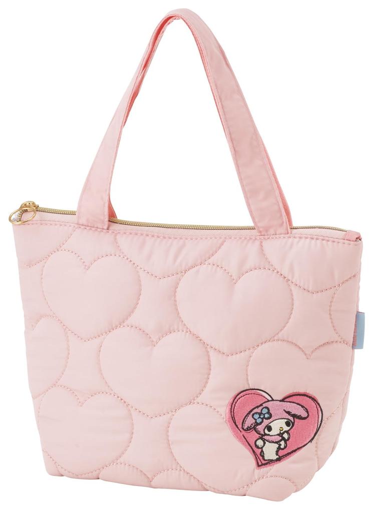 Skater Quilted Fabric Insulated Lunch Tote Bag with Sanrio My Melody Drawing Pocket, KBCT9-A