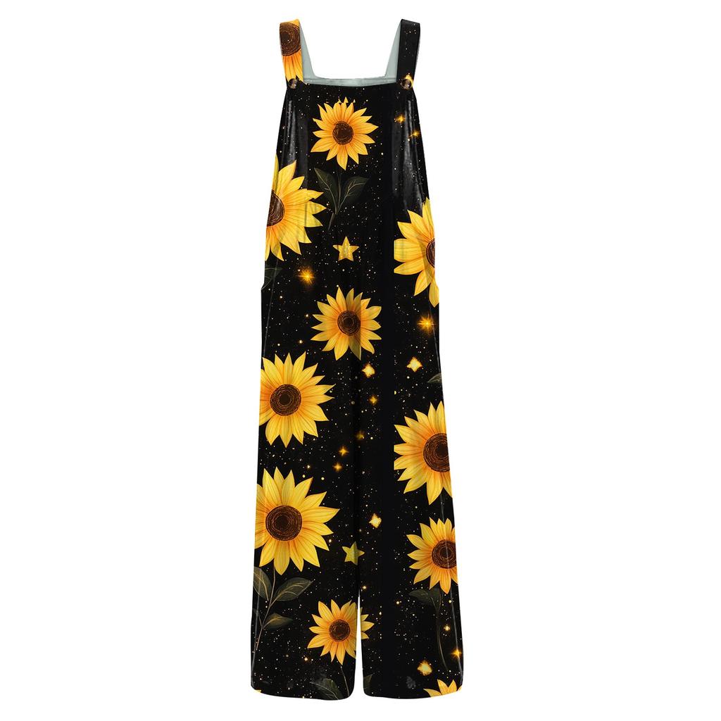 Women's Casual Jumpsuit Sleeveless Fashion Floral Print Jumpsuit