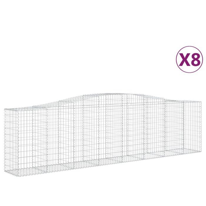 VidaXL 8x Paniers à Gabions Arqués Cages à Gabions Arquées Murs de Gabion Barrières de Jardin Terrasse Extérieur 3145962