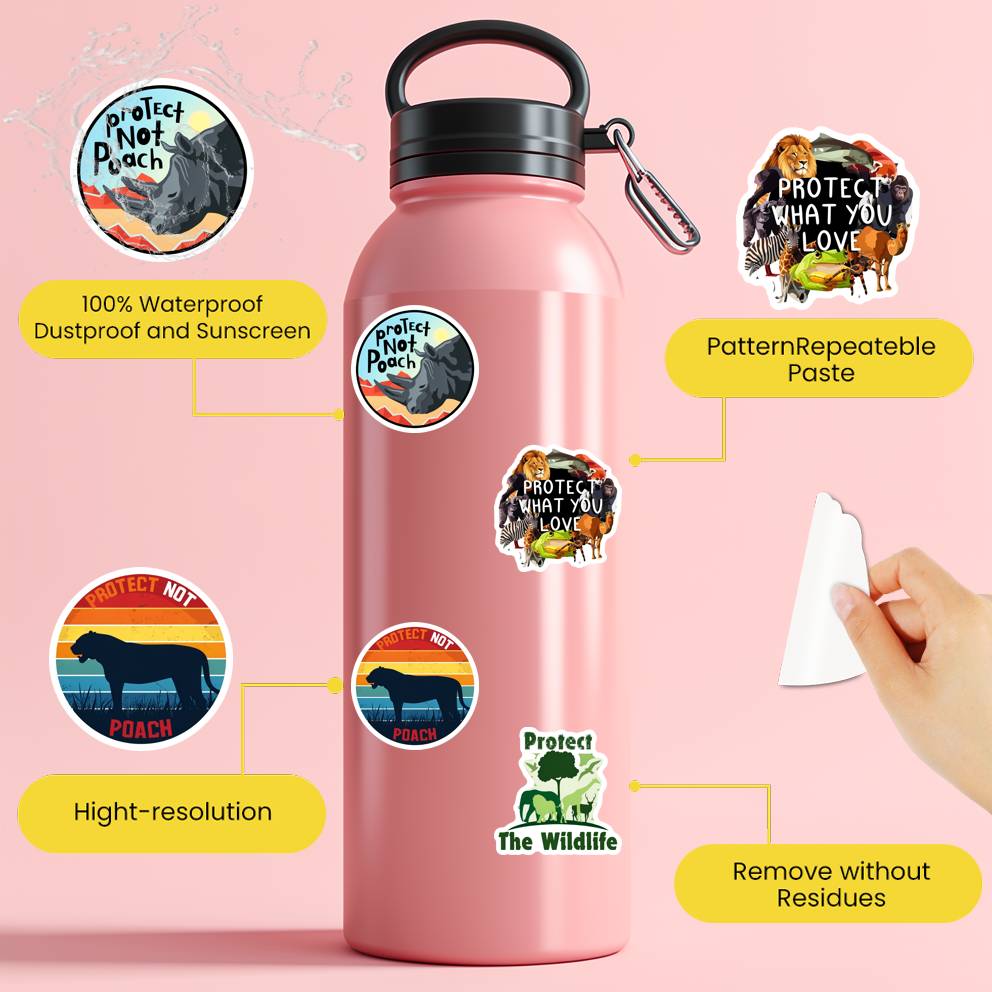35pcs-50pcs Motivational Wildlife  Stickers Whimsical Animal Conservation  Stickers  Stationery Stickers