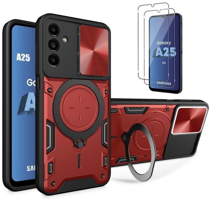 Coque de protection - BOOLING - pour Samsung Galaxy A25 5G - Rouge - Armure en PC + TPU - Antichoc