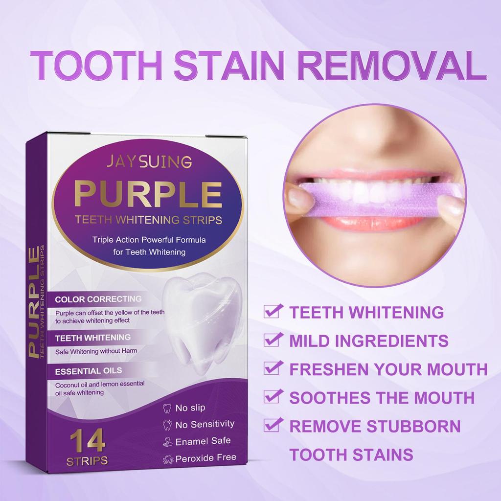 Purple Brightening Teeth Whitening Strips: Deep Cleaning & Stain Removal for a Healthy Smile