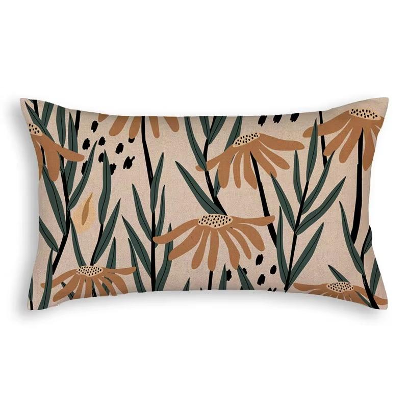 Sunflower Leaves Flowers Pattern Print Decorative Bedroom Living Room Office Cushion Cover Home Decor Rectangular Pillowcase