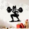 Metall Fitness Frau Wandkunst, Skulptur für Fitnessstudio Dekor, Rostfreies Außenzaun Hängedekor, Weihnachtsgeschenk für Sportliebhaber