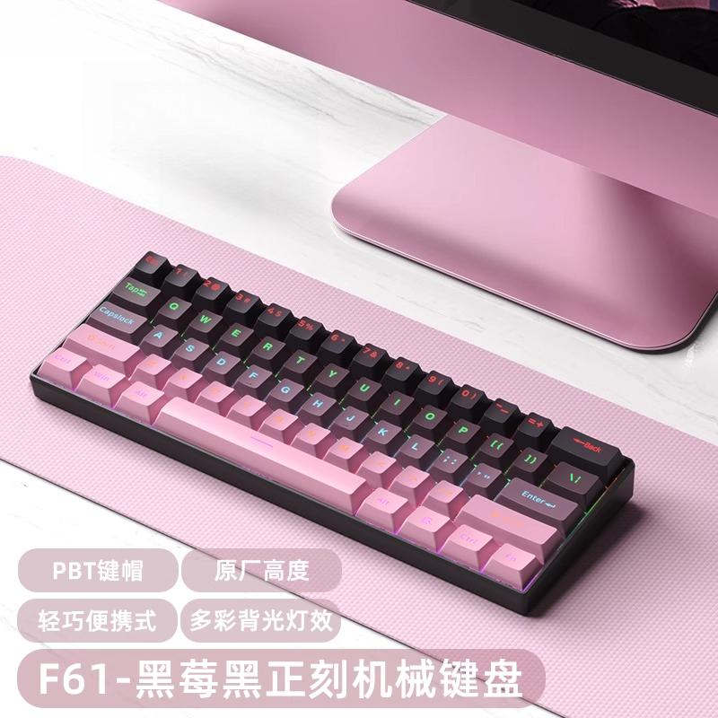 Portable wired backlit mechanical keyboard 61 keys compact gaming office peripheral tea or red switch option smooth typing