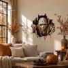 Seasonal Glass Door Stickers Halloween Break-in 3D Wall Decals, Spooky Breaking Through Walls Sticker, Illusion Indoor Outdoor Party Supplies