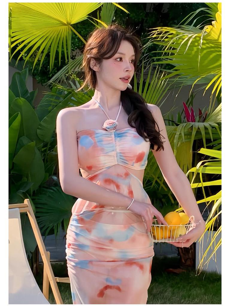 2025 Women's Sexy Split Skirt Swimsuit Three-Piece Set – Stylish Slimming Long Dress